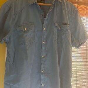 Blue short sleeve button down